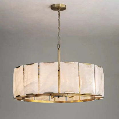 Spain Alabaster Round Modern Chandeliers Lighting 23.62&quot;D*14.17&quot;H Brass  Chandelier [product_tags] Fabtiko