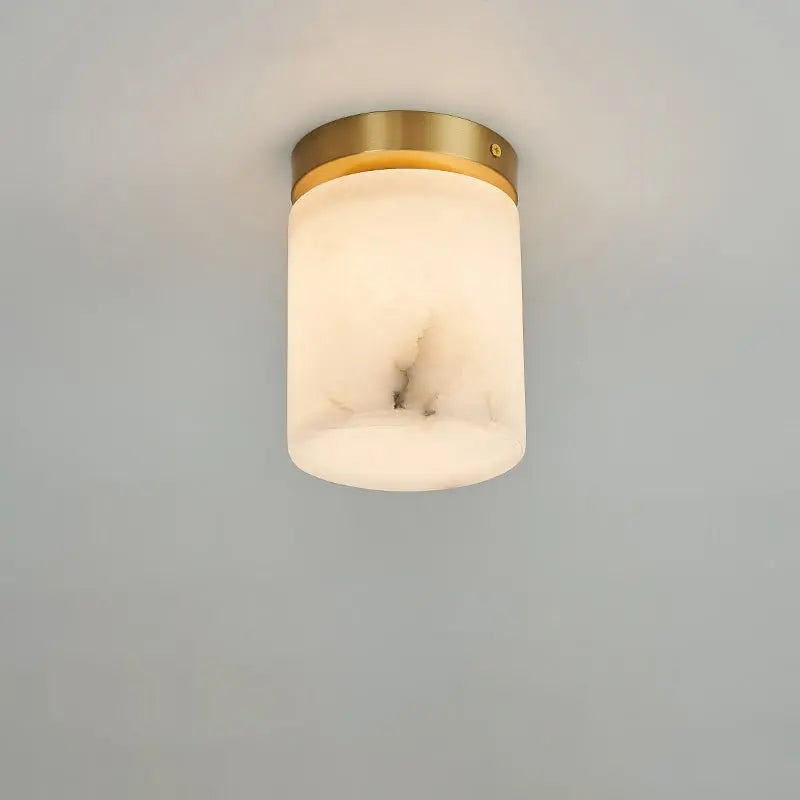 Mini Alabaster Flush Mount Ceiling Lights Cylindrical Large   Ceiling Lamp Fabtiko