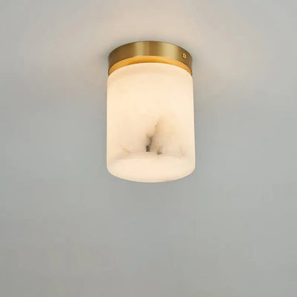 Mini Alabaster Flush Mount Ceiling Lights Cylindrical Large   Ceiling Lamp Fabtiko