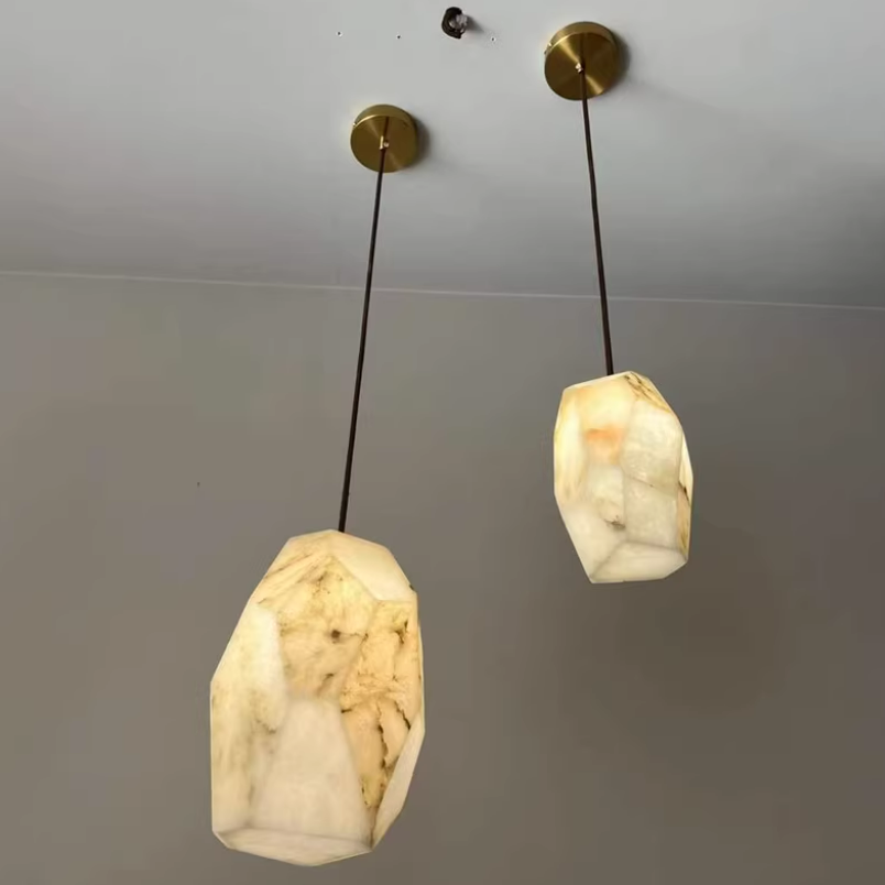 Artistic Ice Minimalist Dining Room Alabaster Pendant Light