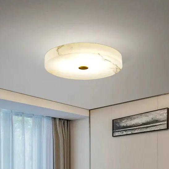 Flush Mount Alabaster Flush Mounted Round Led Ceiling Lamp Fabtiko