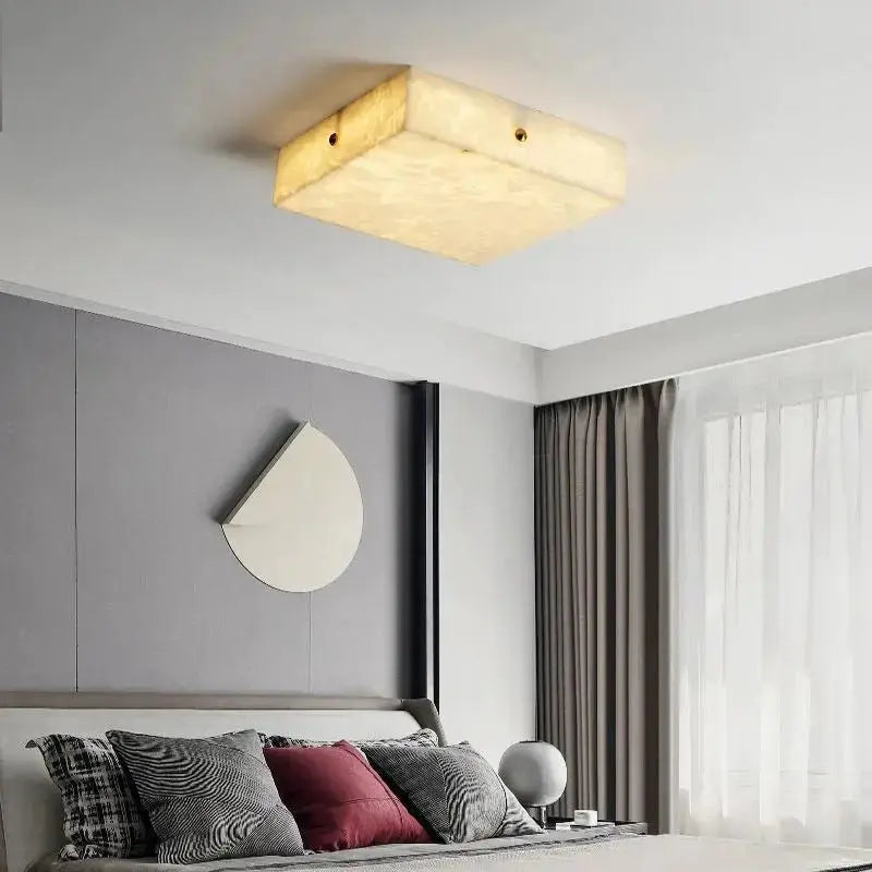 Alabaster Square Flush Mount Ceiling Light 15.75&quot;L   Ceiling Lamp [product_tags] Fabtiko