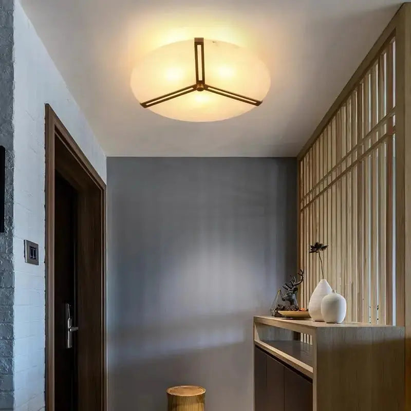 Brass Alabaster Flush Mount Ceiling Light 11.81&quot;   Ceiling Lamp [product_tags] Fabtiko