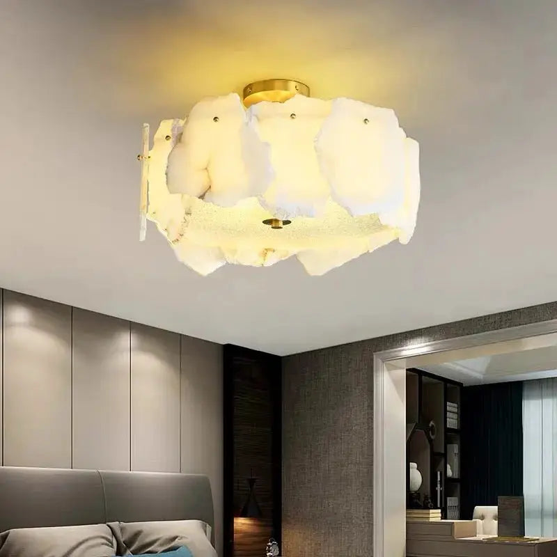 Flush Mount Alabaster Ceiling Light Fixture 17.72&quot;   Ceiling Lamp [product_tags] Fabtiko