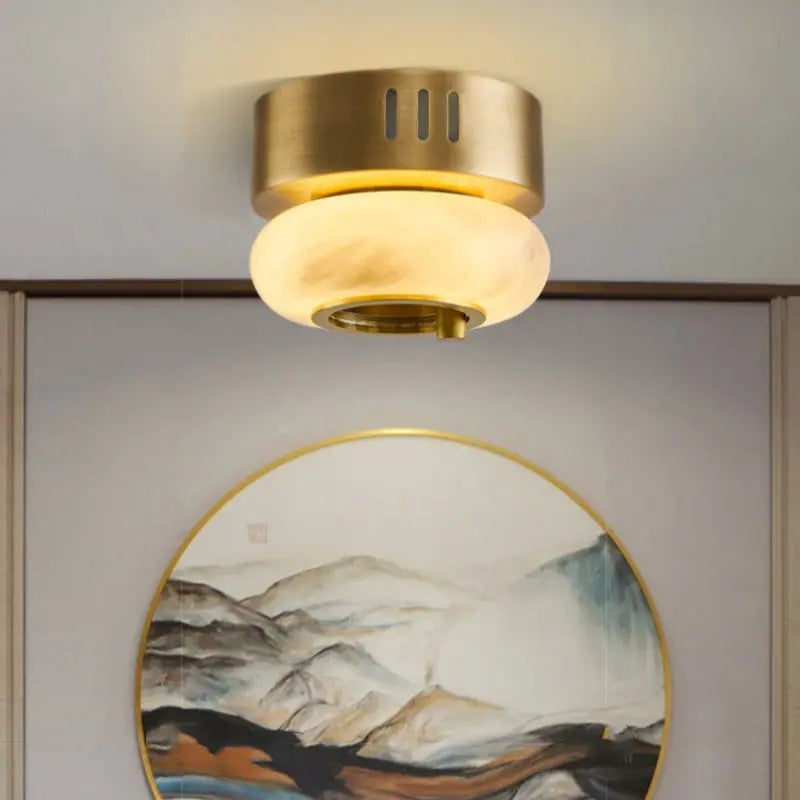Flush Mount Mini Alabaster Flush Mount Ceiling Light Fixture Fabtiko