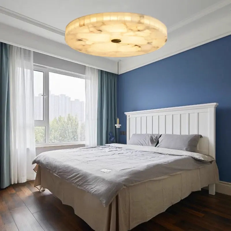 Flush Mount Round Alabaster Flush Mount Ceiling Lamps Fabtiko