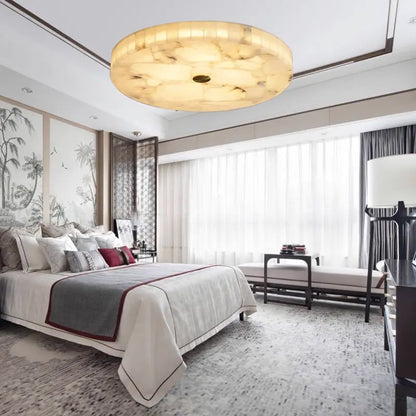 Flush Mount Round Alabaster Flush Mount Ceiling Lamps Fabtiko