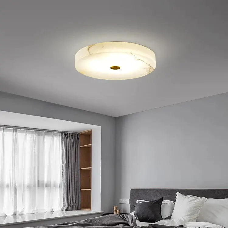 Flush Mount Alabaster Flush Mounted Round Led Ceiling Lamp Fabtiko