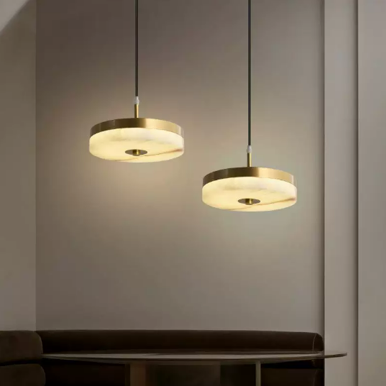 Full Copper Alabaster Pendant Light Single Head