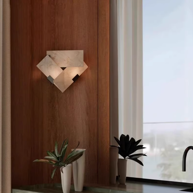 Home Mini Living Room Alabaster Wall Sconce