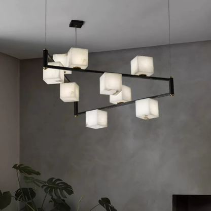 Modern Minimalist Natural Square Alabaster Pendant Light