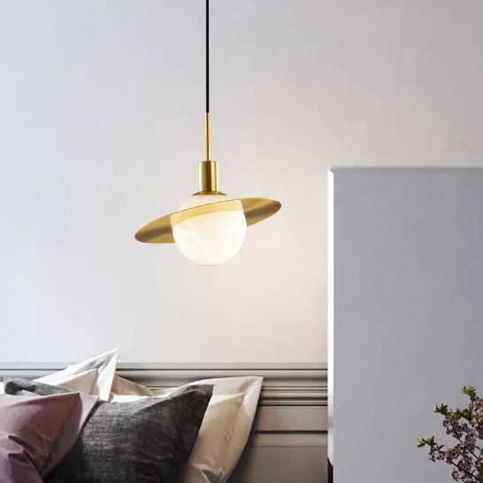 Modern Planetary Style Spherical Alabaster Pendant Light