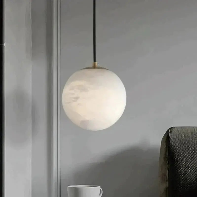 Alabaster Ball Pendant Lights – Alabaster Sphere Pendant Lamp - Fabtiko
