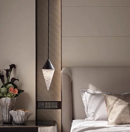 Pendant Alabaster Cone Pendant Light Fabtiko