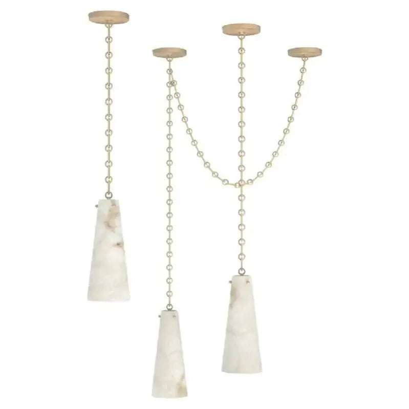 Alabaster Modern 3-Light Marble Chandelier Brass   Pendant [product_tags] Fabtiko