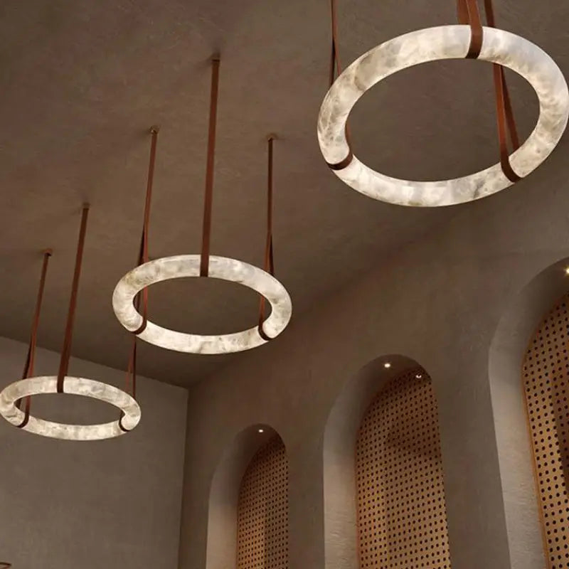 Pendant Alabaster Modern Ring Chandelier Fabtiko