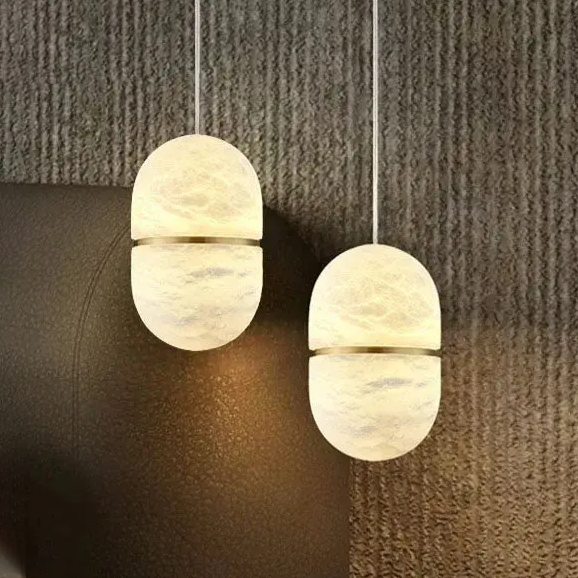 Alabaster Oval Pendant Light