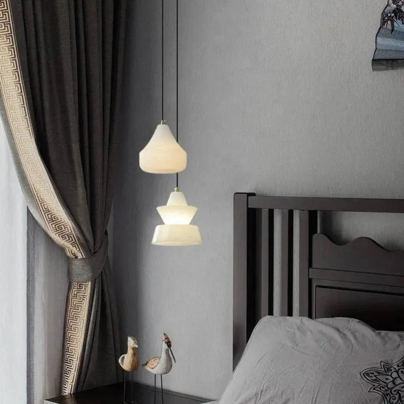 Alabaster Pendant Lights Hat Over Nightstand    Pendant [product_tags] Fabtiko