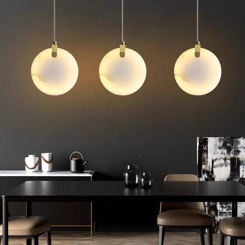 Alabaster Round Pendant Lights Dining Room 11.81&quot;D   Pendant [product_tags] Fabtiko