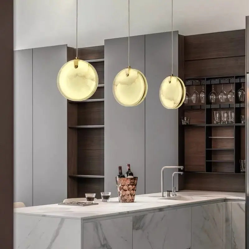 Alabaster Round Pendant Lights Dining Room 7.87&quot;D   Pendant [product_tags] Fabtiko