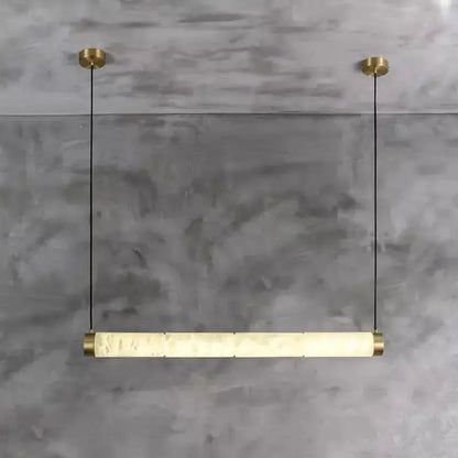 Spain Alabaster Brass Tube Linear Pendant 3.15&quot;D*31.49&quot;L   Pendant Fabtiko
