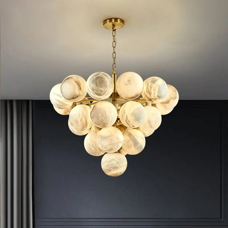 Spain Alabaster Global Rod Cord Pendant Lights 25 Ball Pendant Fabtiko