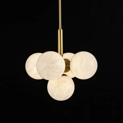 Spain Alabaster Global Rod Cord Pendant Lights 5 Ball Pendant Fabtiko