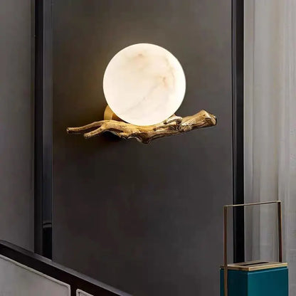 Real Alabaster Round Modern Wall Sconces    Wall Sconce Fabtiko