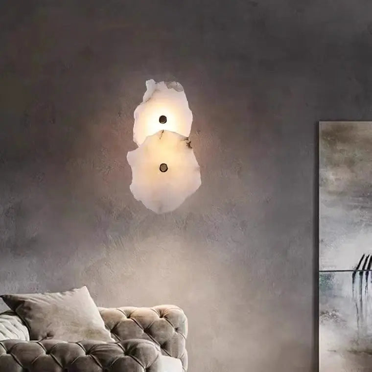 Real Alabaster Wall Sconces Modern 2 Lights   Wall Sconce Fabtiko