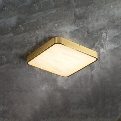 Square Alabaster Flush Mount Ceiling Light Fixture