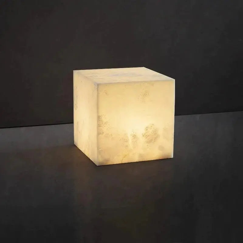 Alabaster Cubic Table Lamp Desk Light 11.8&quot; W   Table Lamp [product_tags] Fabtiko