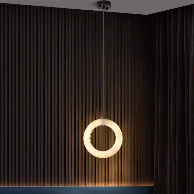 Unique Circular Alabaster Pendant Light for Bedroom Areas
