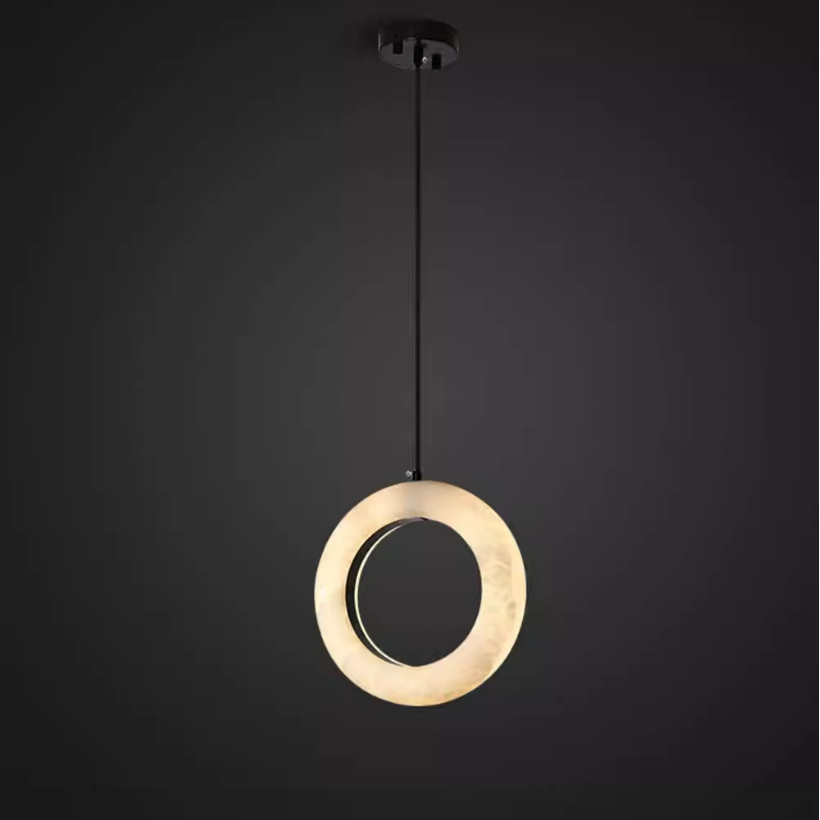 Unique Circular Alabaster Pendant Light for Bedroom Areas