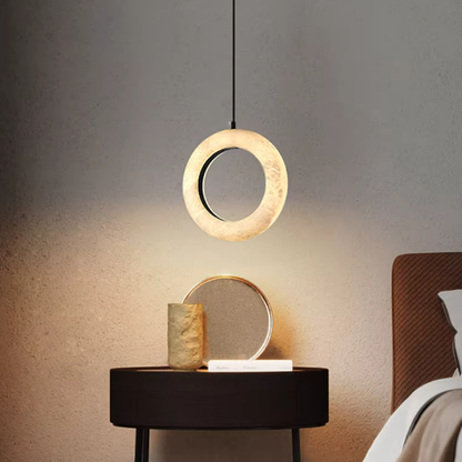 Unique Circular Alabaster Pendant Light for Bedroom Areas