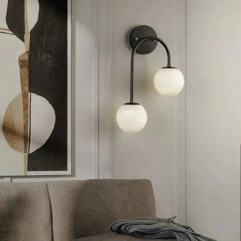 Alabaster Glo Modern Wall Sconce In Bedroom Black   Wall Sconce [product_tags] Fabtiko