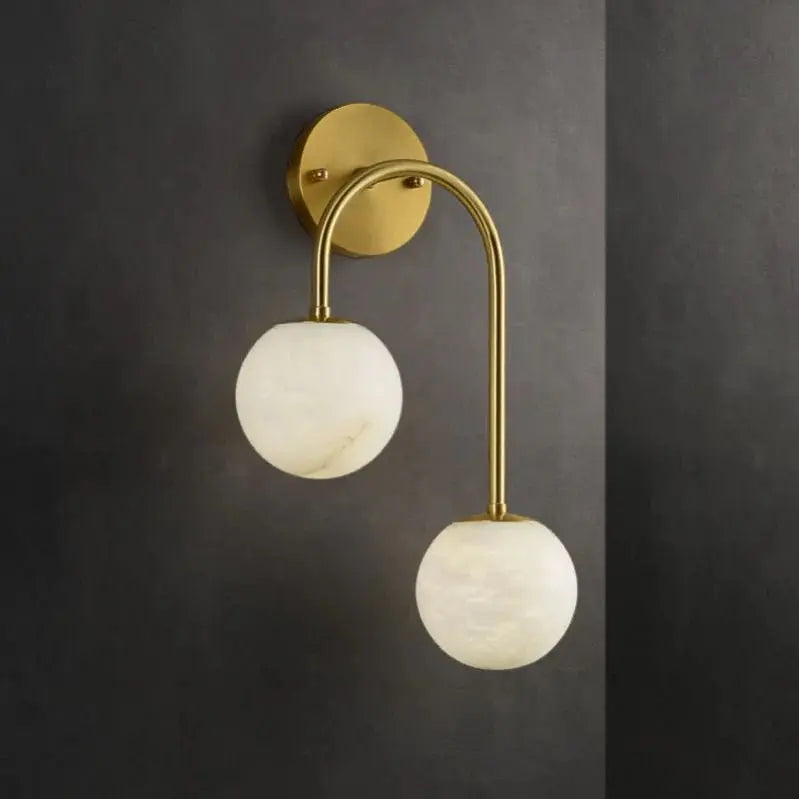 Alabaster Glo Modern Wall Sconce In Bedroom Brass   Wall Sconce [product_tags] Fabtiko