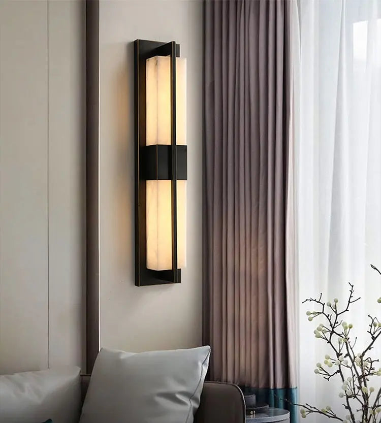 Alabaster Hallway Wall Sconce Light Fixtures Black 4.72&quot;D*3.94&quot;W*31.49&quot;H  Wall Sconce [product_tags] Fabtiko