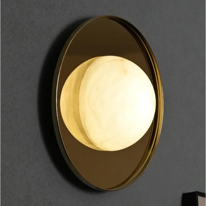 Wall Sconce Alabaster Hemisphere Wall Sconce Fabtiko