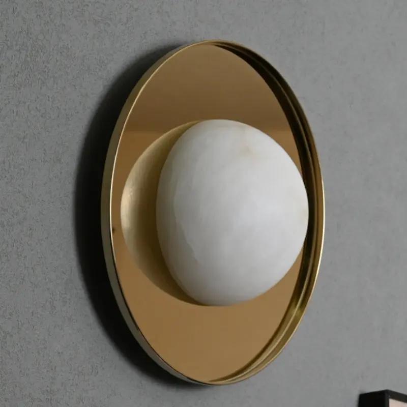 Wall Sconce Alabaster Hemisphere Wall Sconce Fabtiko