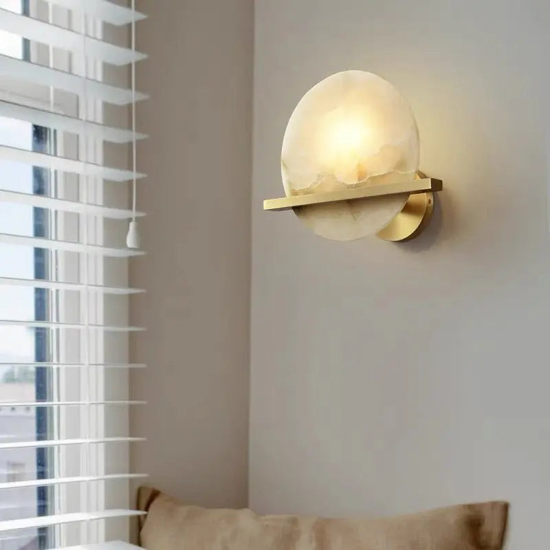 Alabaster Round Wall Lights For Bedroom    Wall Sconce [product_tags] Fabtiko