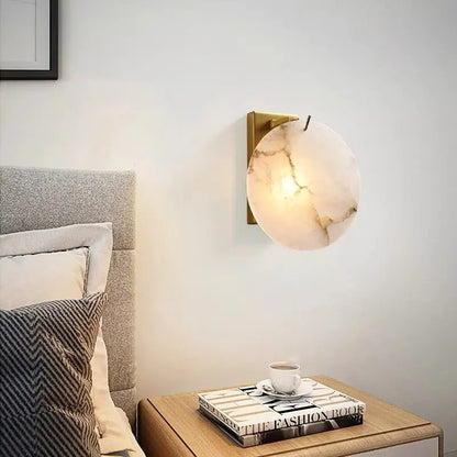 Alabaster Round Wall Sconce For Bedroom    Wall Sconce [product_tags] Fabtiko
