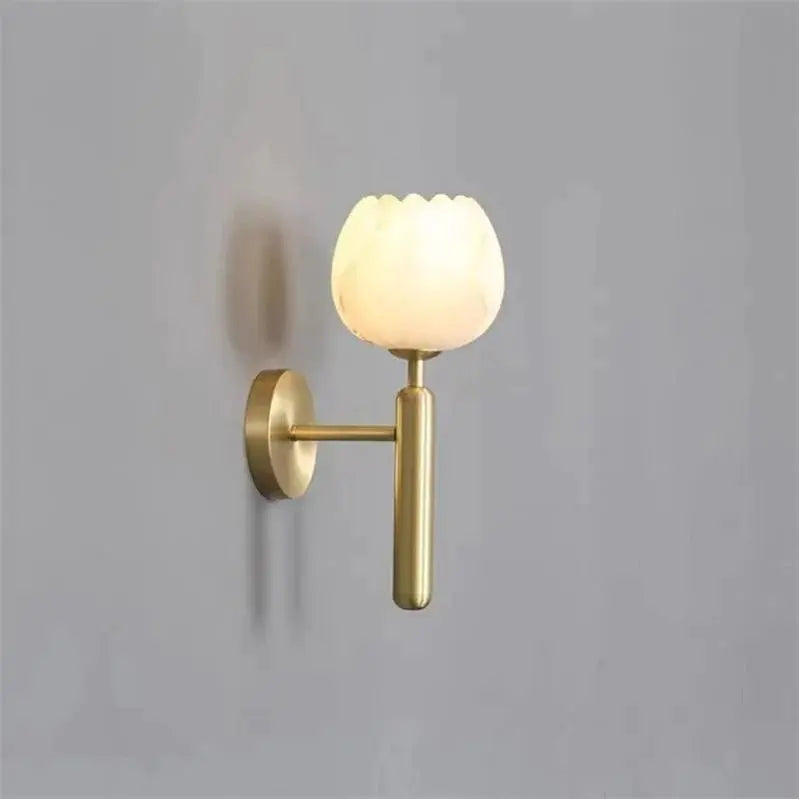 Alabaster Wall Sconce Light Tulip For Bedroom Brass   Wall Sconce [product_tags] Fabtiko