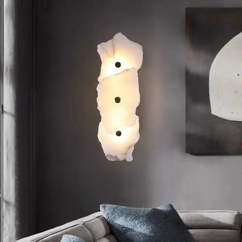 Real Alabaster Wall Sconces Modern 3 Lights   Wall Sconce Fabtiko