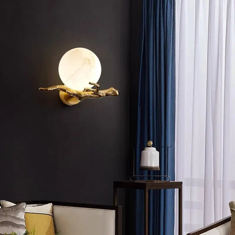 Real Alabaster Round Modern Wall Sconces    Wall Sconce Fabtiko