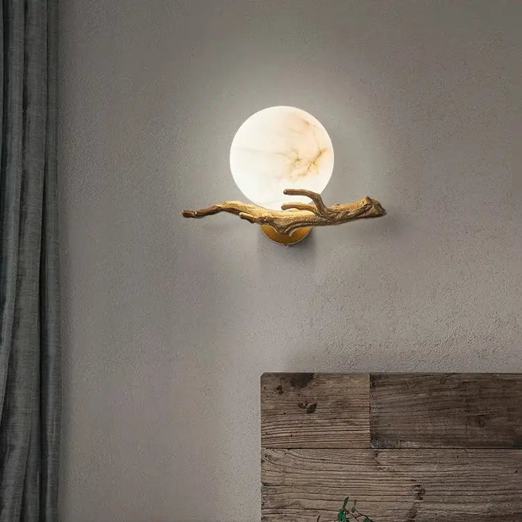 Real Alabaster Round Modern Wall Sconces    Wall Sconce Fabtiko