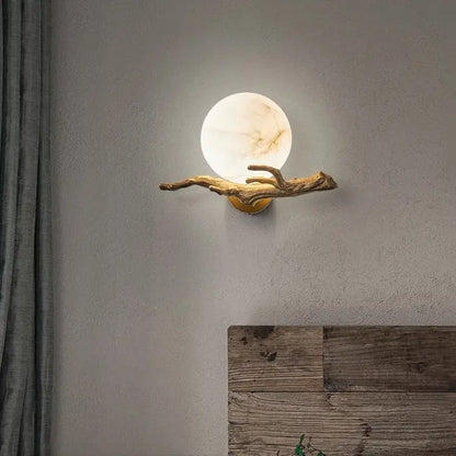 Real Alabaster Round Modern Wall Sconces    Wall Sconce Fabtiko