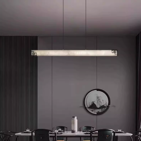 Modern Horizontal Natural Alabaster Pendant