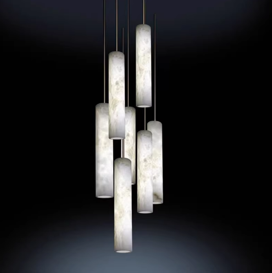 Alabaster Parallel Square Multi Light Pendant
