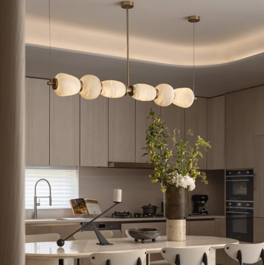 Handcrafted Dining Room and Kitchen Alabaster Chandelier