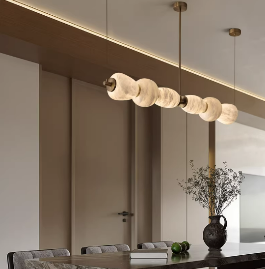 Handcrafted Dining Room and Kitchen Alabaster Chandelier